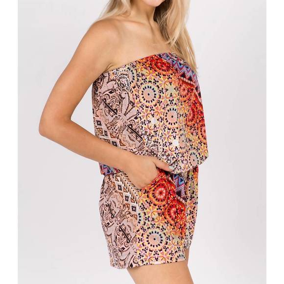 NEW VAVA amaya tube romper in red multi - Picture 2 of 3